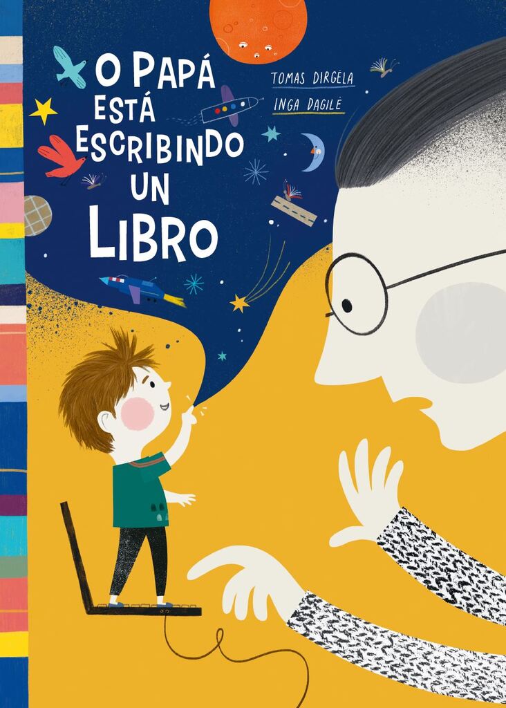 O papá está escribindo un libro