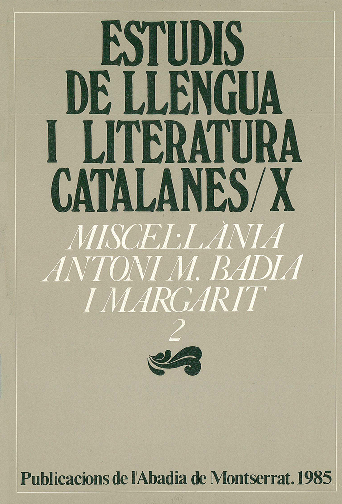 Miscel·lània Antoni M. Badia i Margarit, 1