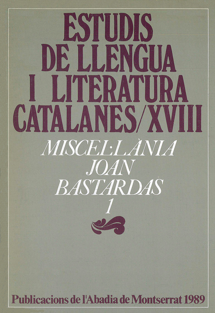 Miscel·lània Joan Bastardas, 1
