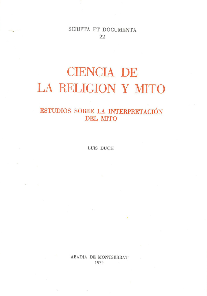 Ciencia de la religión y mito Ciencia de la religión y mito