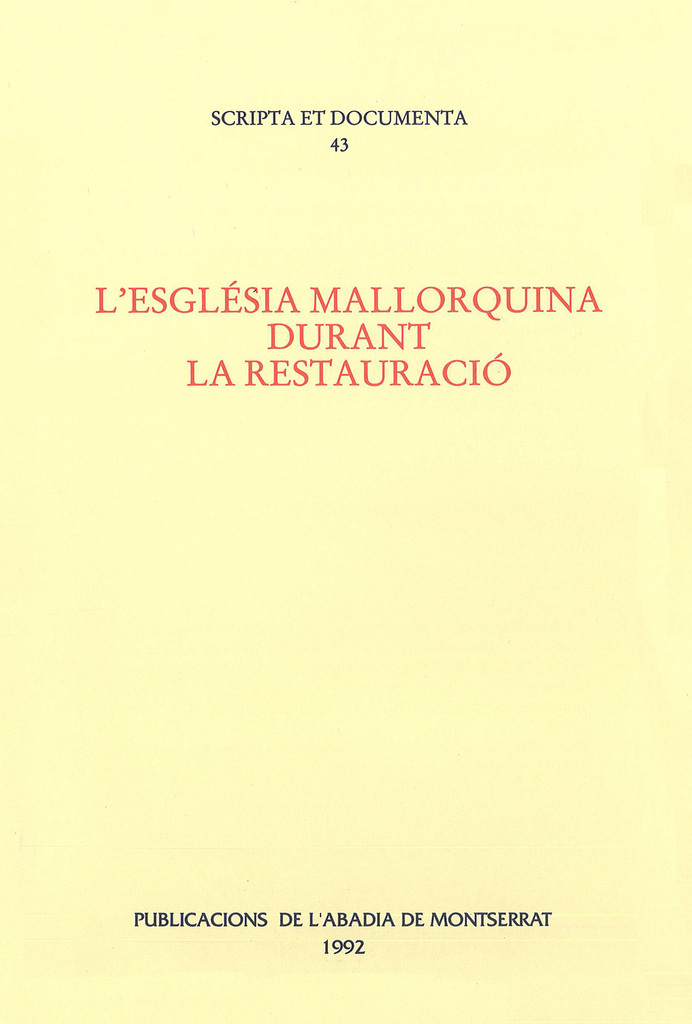L'Església mallorquina durant la Restauració