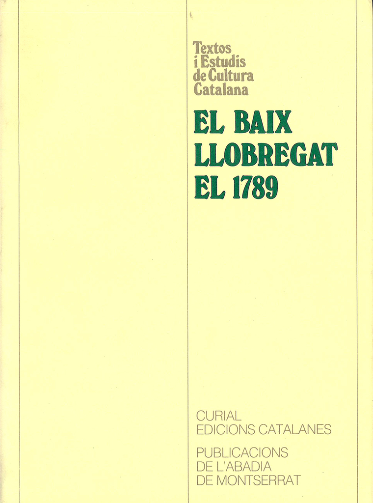 El Baix Llobregat el 1789. Respostes al qüestionari de Francisco de Zamora
