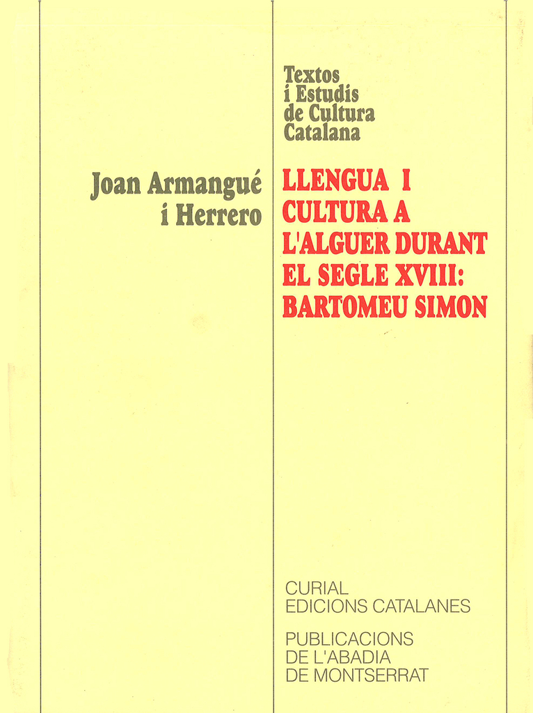 Llengua i cultura a l'Alguer durant el segle XVII: Bartomeu Simón