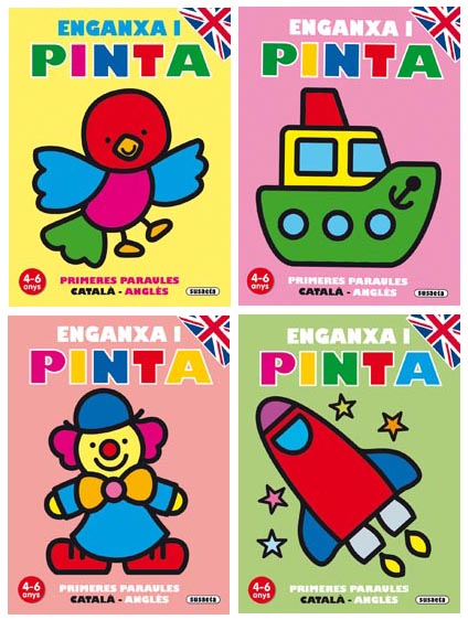 Enganxa i pinta primeres paraules català - anglès (4 títols)