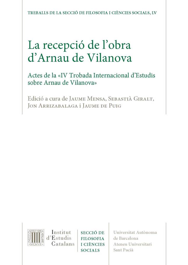 La recepció de l'obra d'Arnau de Vilanova