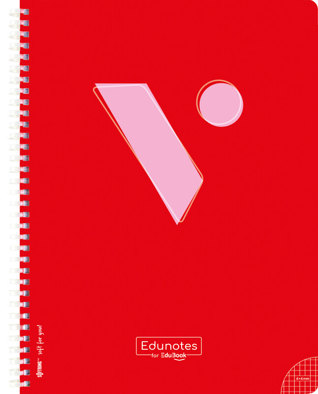 Edunotes libreta A4 Espiral roja 80 hojas cuadricula 4X4  con QR a contenido educativo