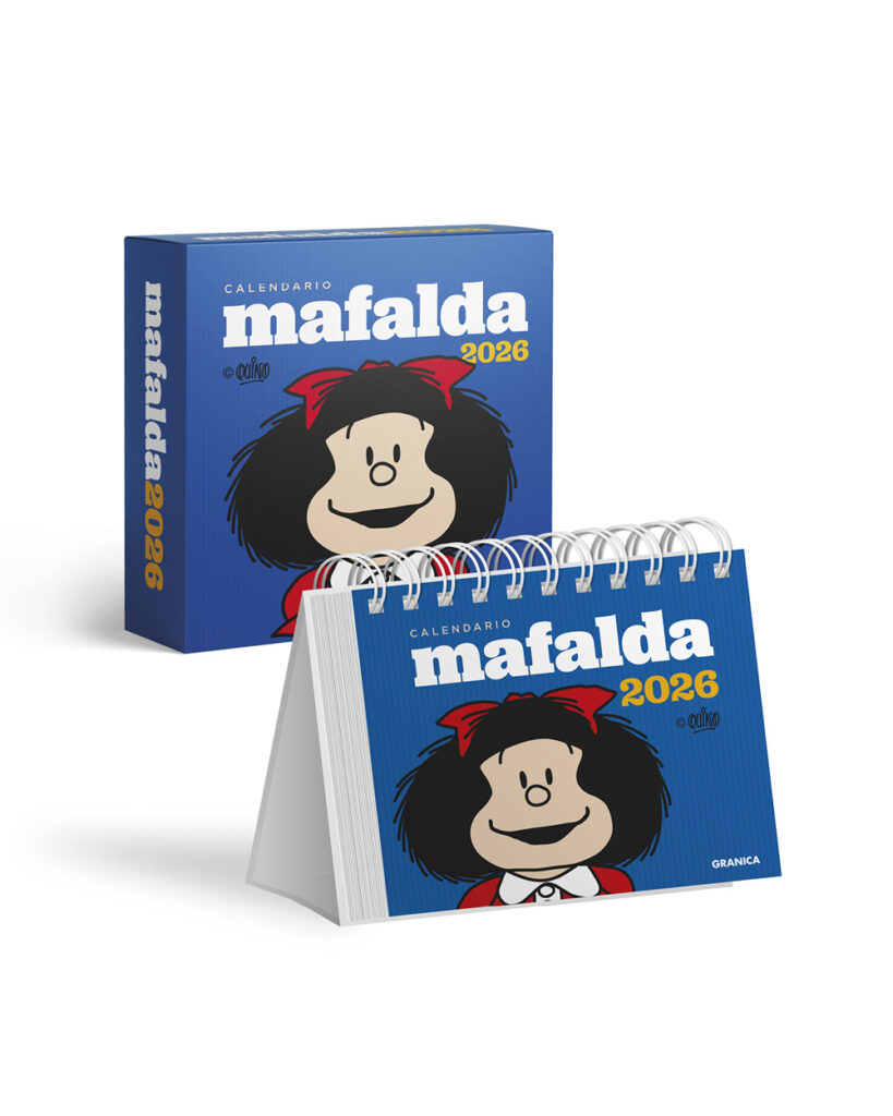 Mafalda 2026, Calendario Escritorio Rojo CON CAJA