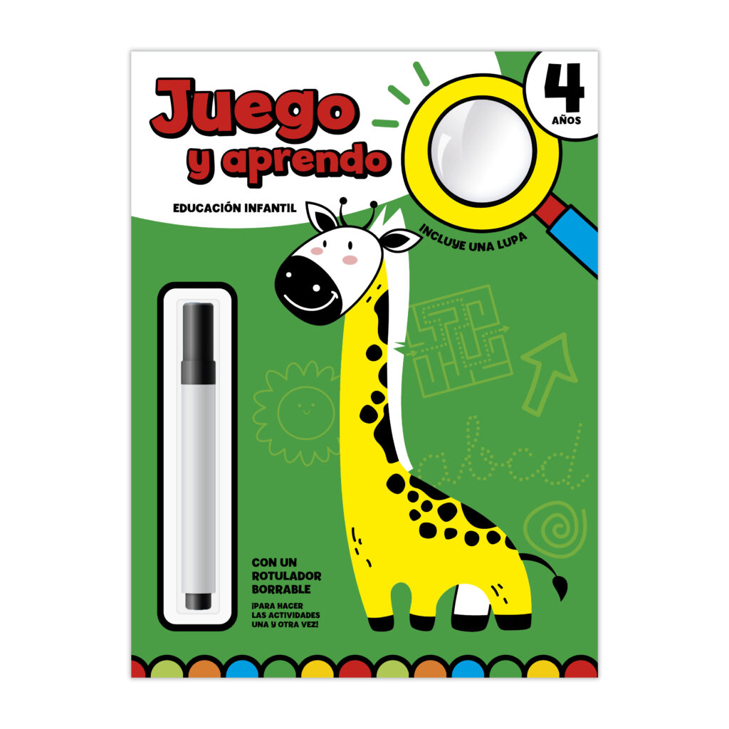 JUEGO Y APRENDO 4 AÑOS - CON LUPA Y ROTULADOR BORRABLE